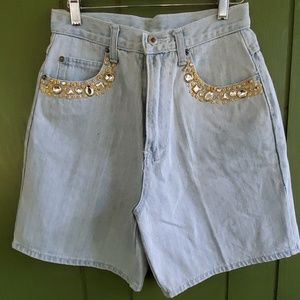 Vintage high waist Mom jeans with Bling